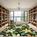 Botanical White and Yellow Citrus Bloom Rug