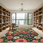 Elegant Coral Pink Botanical Garden Meadow Rug