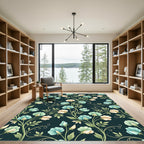 Sage and Cream Floral Botanical Vine Rug