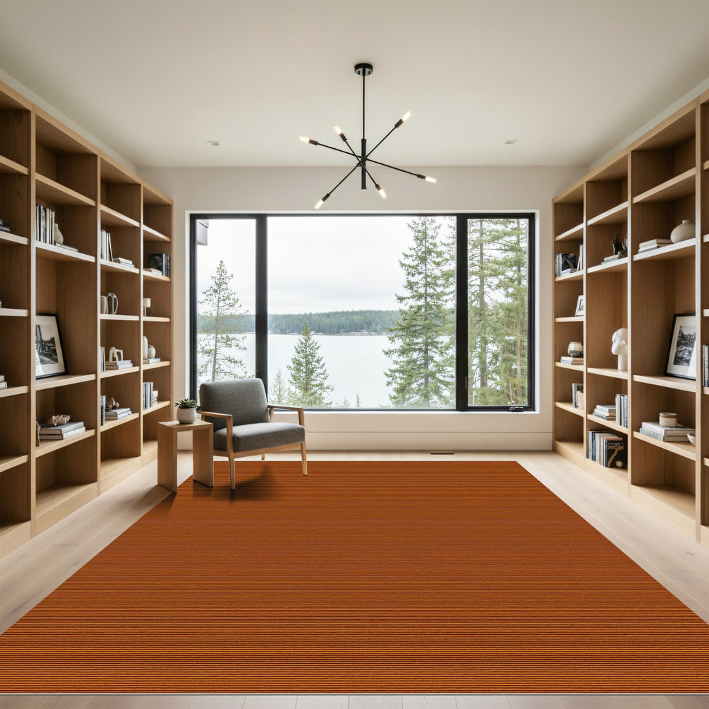 Warm Terracotta Thin Stripe Rug