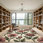 Vintage Dusty Rose Floral Botanical Rug