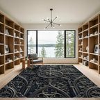 Gothic Charcoal Metallic Ornate Medallion Rug