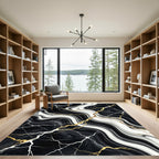 Black and White Marble Gold Vein Rug