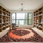 Ornate Copper Shell Scrollwork Frame Rug