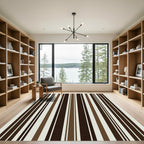 Rich Chocolate Cream Vertical Stripes Rug