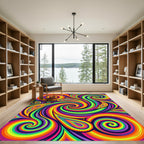 Vibrant Neon Swirl Psychedelic Wave Rug