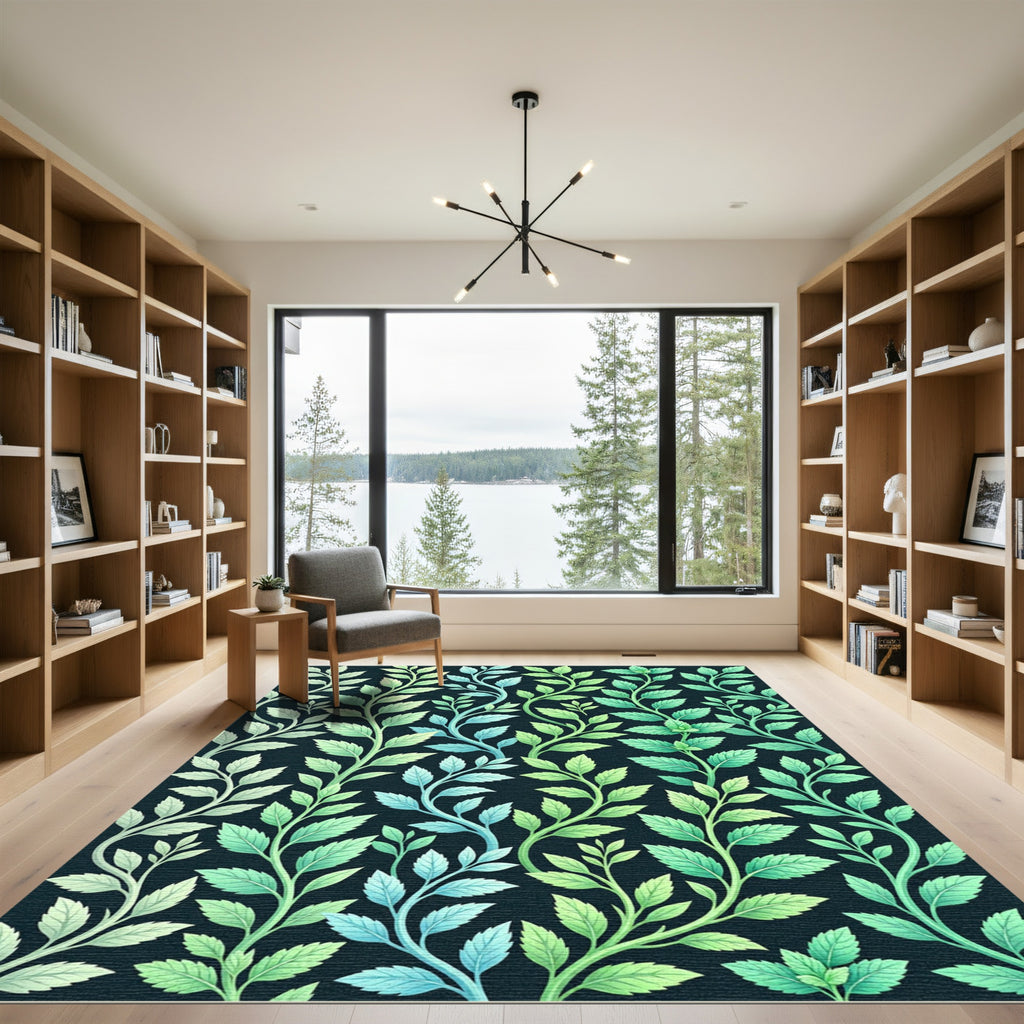 Verdant Leafy Vine Gradient Rug
