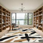 Abstract Earth Tone Brush Stroke Rug