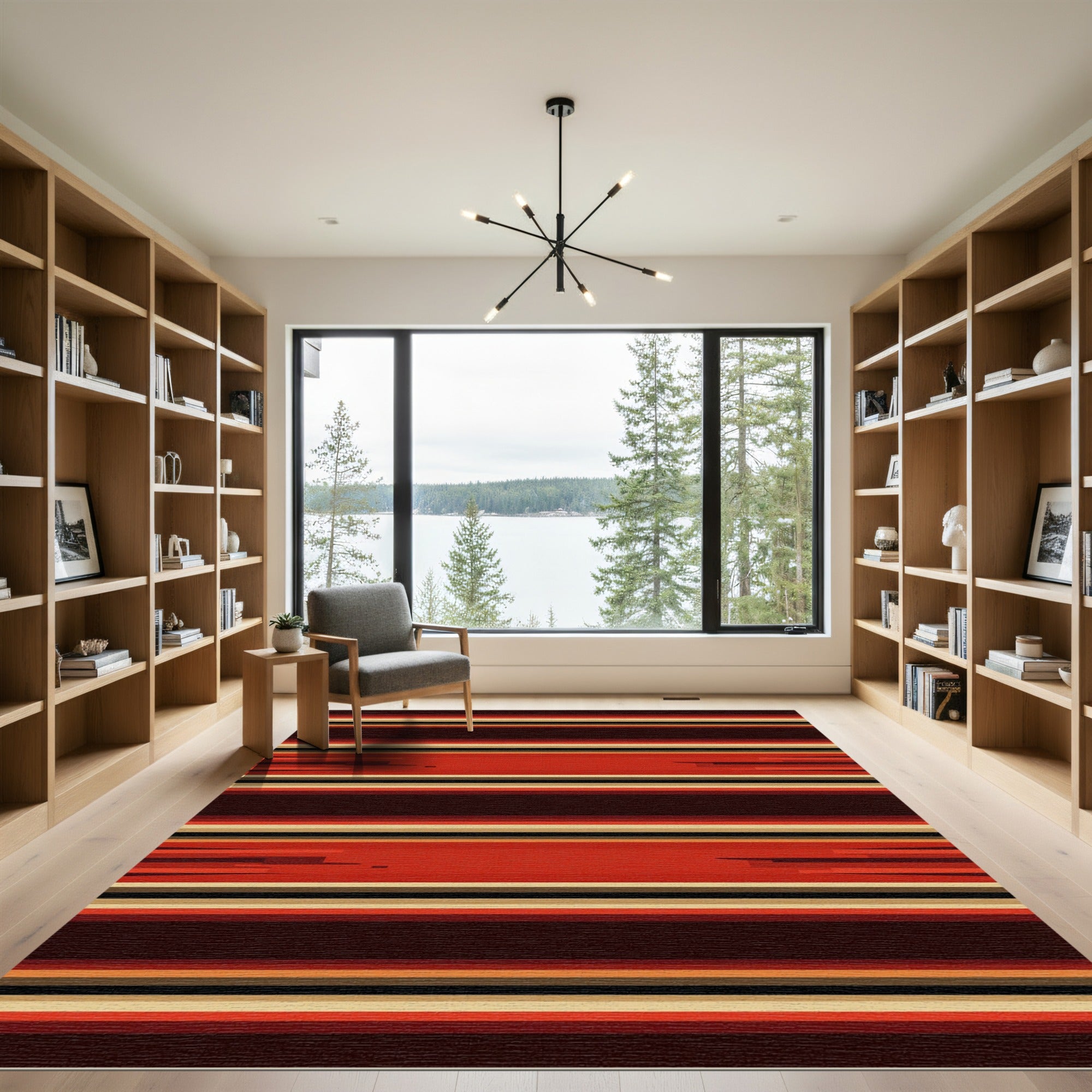 Bold Red Horizontal Stripe Rug