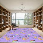 Playful Yellow Number Six Abstract Shapes Rug