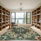 Sage Floral Medallion Botanical Garden Rug