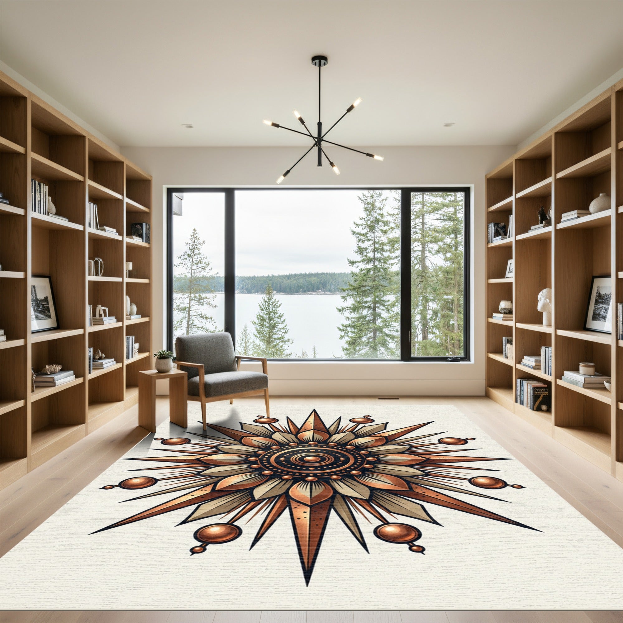 Radiant Sunburst Gold Medallion Rug