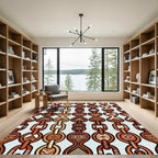 Terracotta Geometric Aztec Chain Link Rug