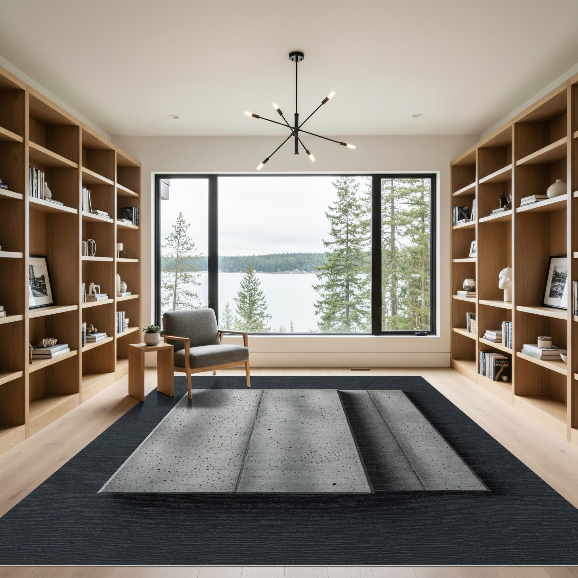 Modern Speckled Concrete Panel Rug