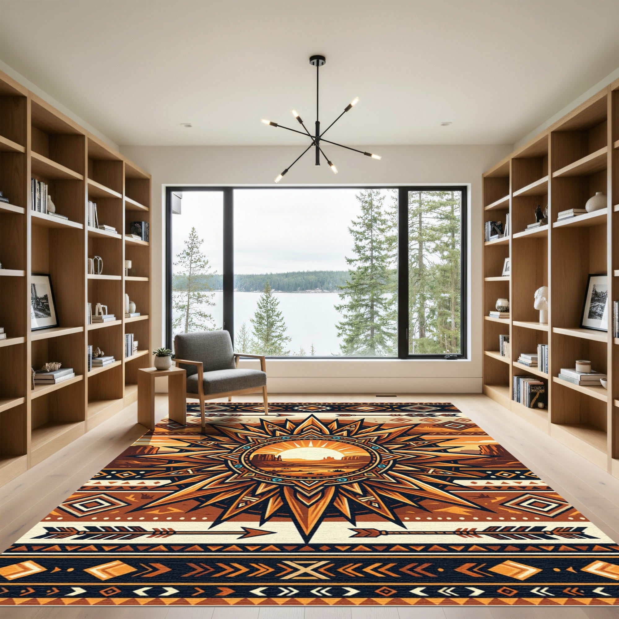 Southwestern Sunburst Mesa Earth Tone Rug