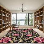 Vintage Pink Rose Golden Swirl Rug