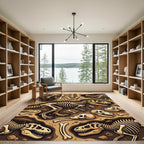Paleontological Earthy Dinosaur Skeleton Illustration Rug