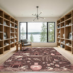 Earthy Pink Pagoda Bird Floral Rug