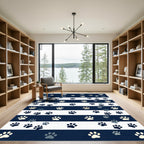 Navy Blue Striped Animal Paw Rug