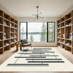 Modern Charcoal Gray Abstract Stripes Rug