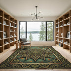 Ornate Emerald Floral Medallion Rug
