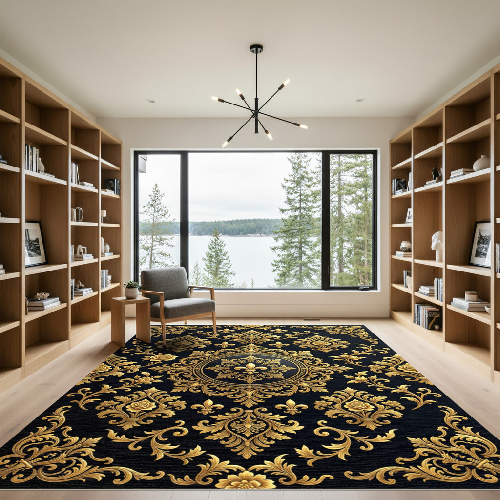 Royal Gold Fleur De Lis Medallion Rug