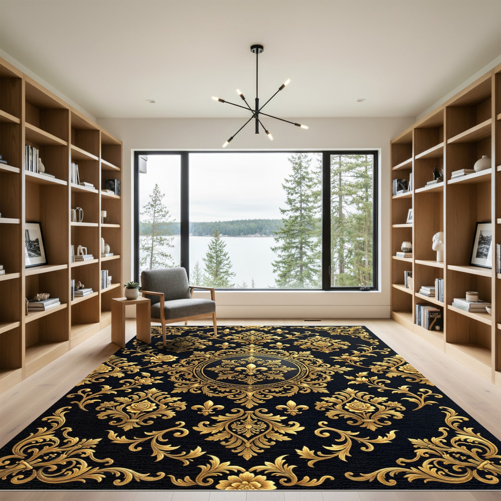 Royal Gold Fleur De Lis Medallion Rug