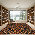 Earthy Brown Geometric Diamond Layering Rug