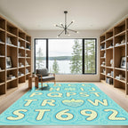 Light Blue Alphanumeric Folio Rug