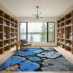 Cracked Earth Blue Stone Abstract Rug