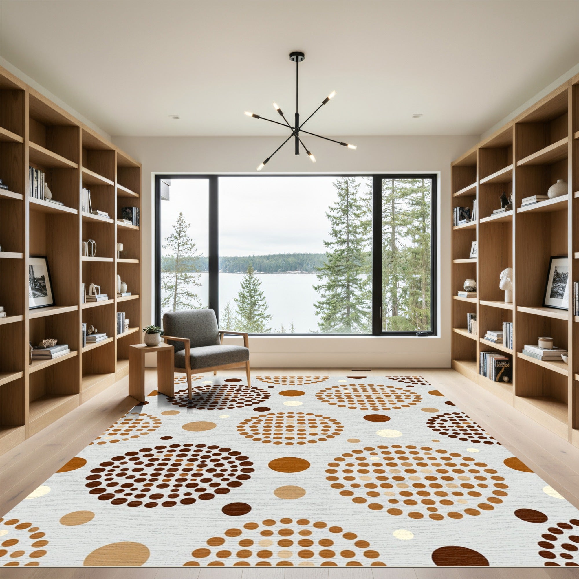 Brown Polka Dot Cluster Pattern Rug