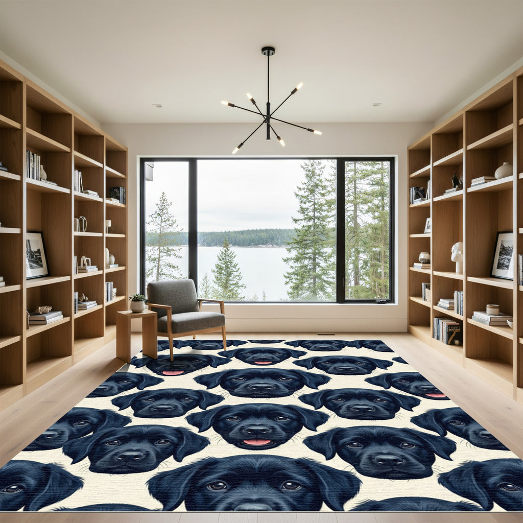 Adorable Black Labrador Puppy Repeat Rug