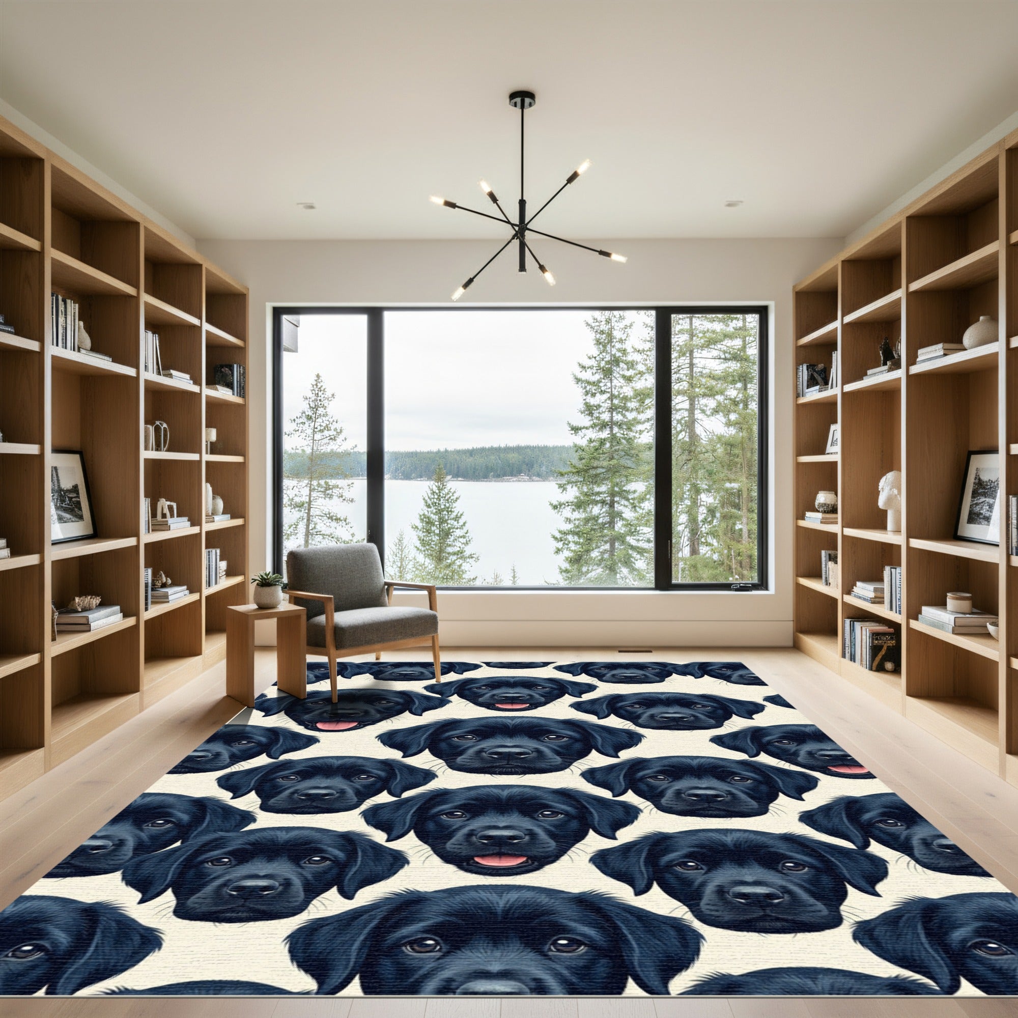 Adorable Black Labrador Puppy Repeat Rug