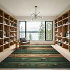 Rustic Green and Brown Weathered Wood Rug