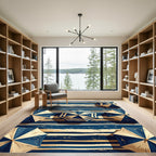 Navy and Cream Striped Umbrella Rug