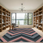 Modern Dusty Rose Slate Chevron Zigzag Rug