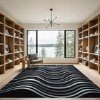 Silver Black Wave Musical Notes Rug