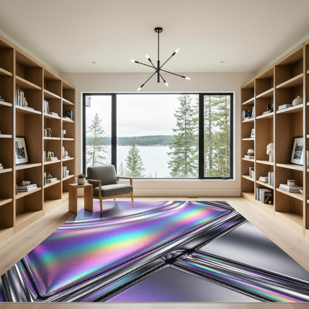 Iridescent Holographic Fluid Liquid Gradient Rug