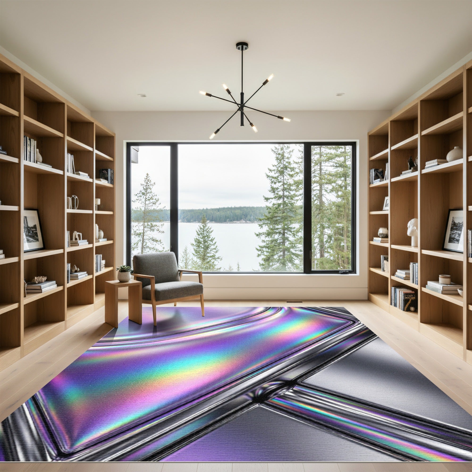 Iridescent Holographic Fluid Liquid Gradient Rug