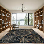 Golden Spiderweb Lace Medallion Rug