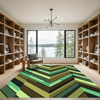 Modern Olive Forest Chevron Stripe Rug