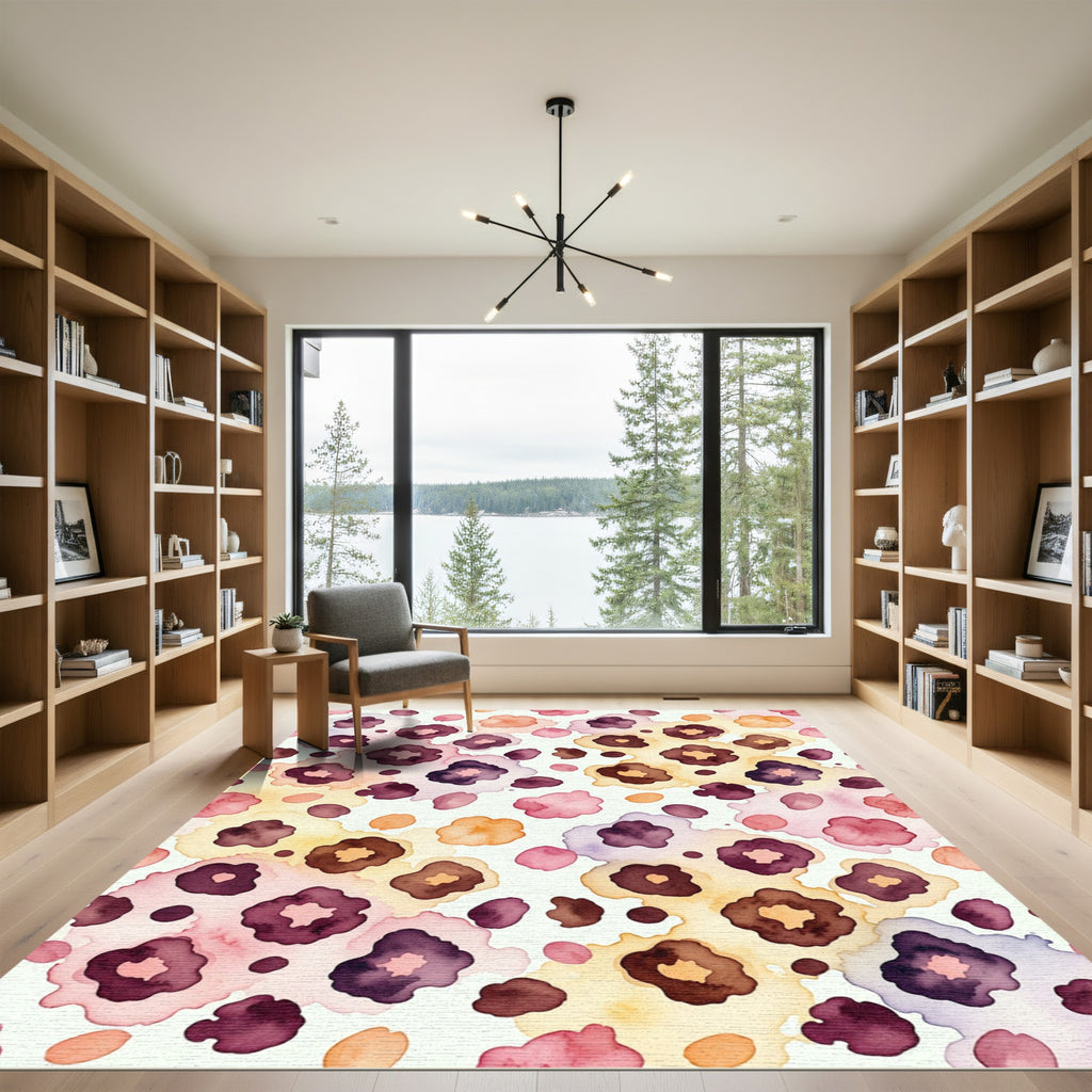 Watercolor Floral Animal Spot Overlay Rug