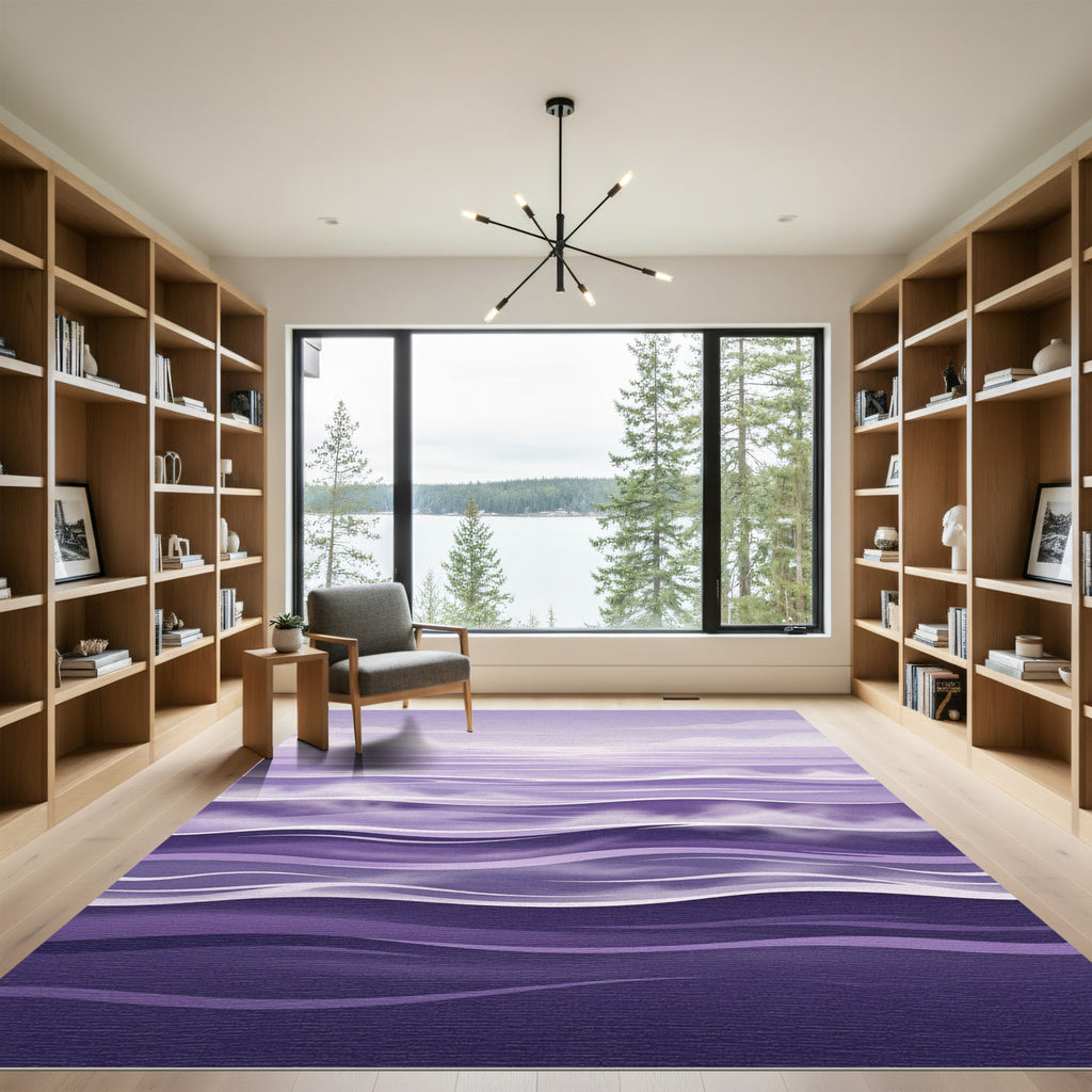 Serene Lavender Ocean Wave Horizon Rug
