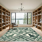 Sage Green Geometric Feline Lattice Rug