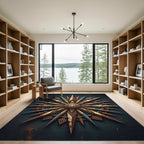 Rustic Bronze Compass Star Medallion Rug