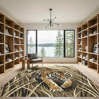 Bold Tiger Among Tall Grass Rug