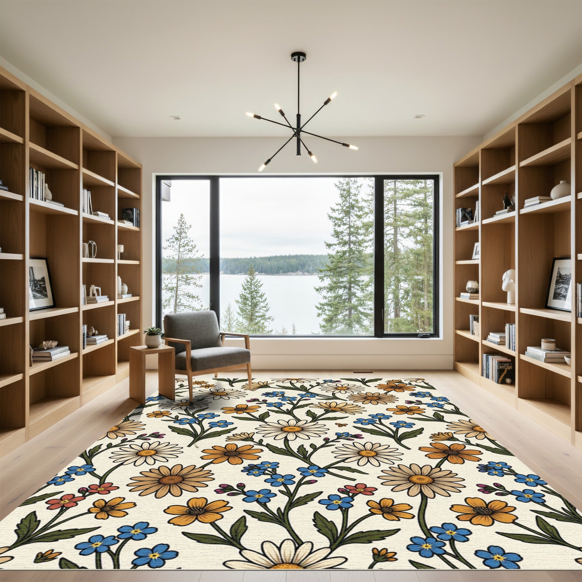 Whimsical Daisy Floral Garden Rug