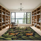 Majestic Wildlife Stag Forest Fern Area Rug