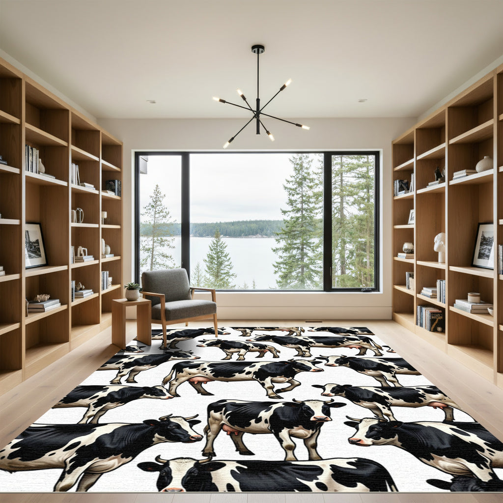 Black and White Holstein Cow Herd Rug