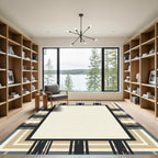 Modern Gray Tan Abstract Stripe Rug